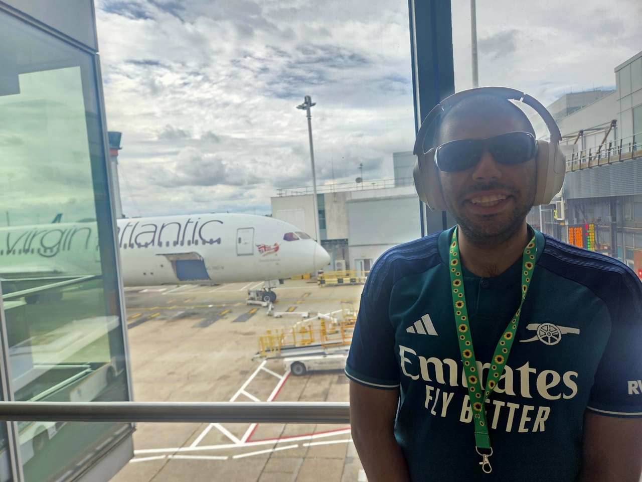 Danyal at the airport, heading to London