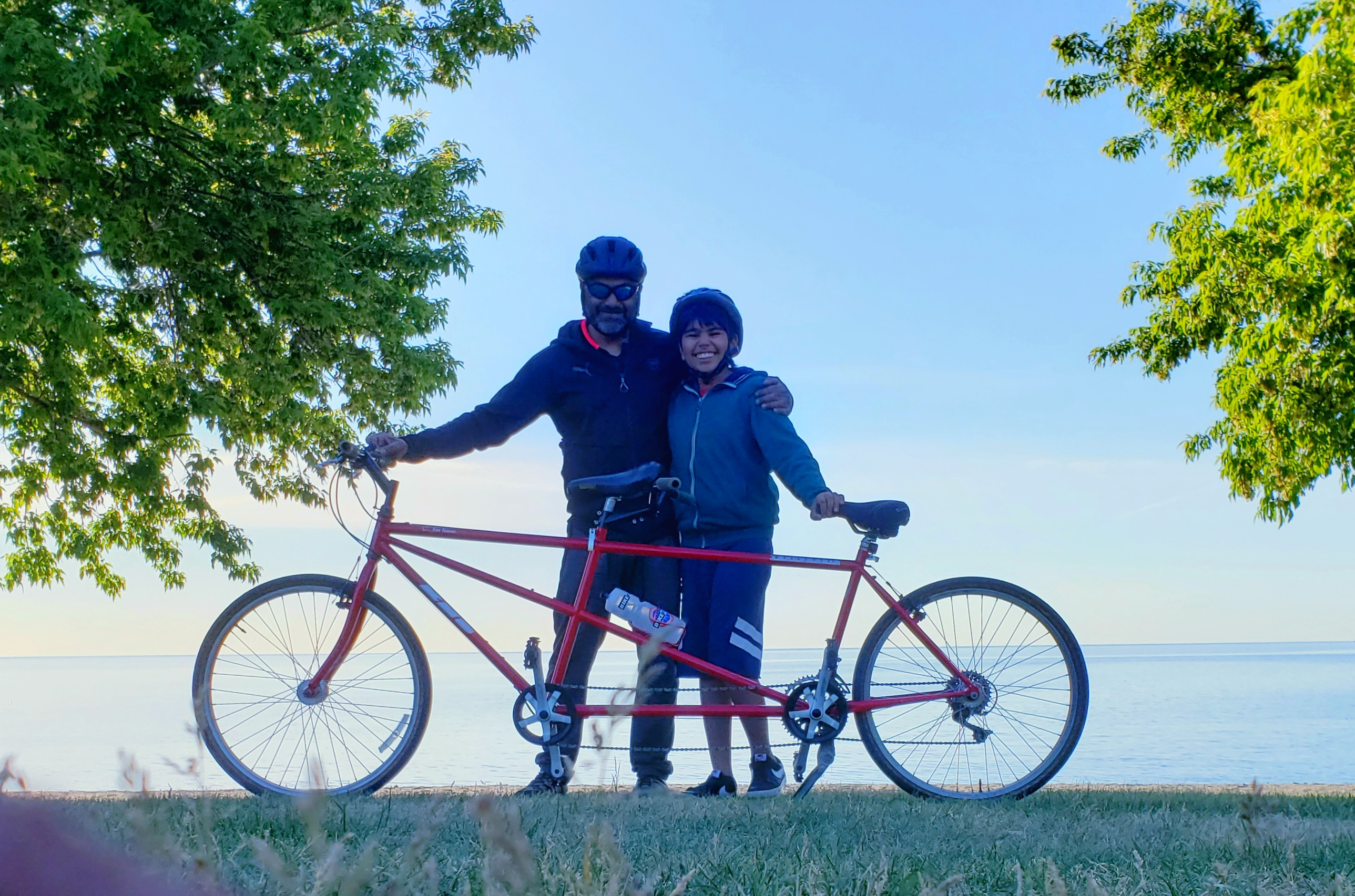 Asif and Danyal on tandem bike