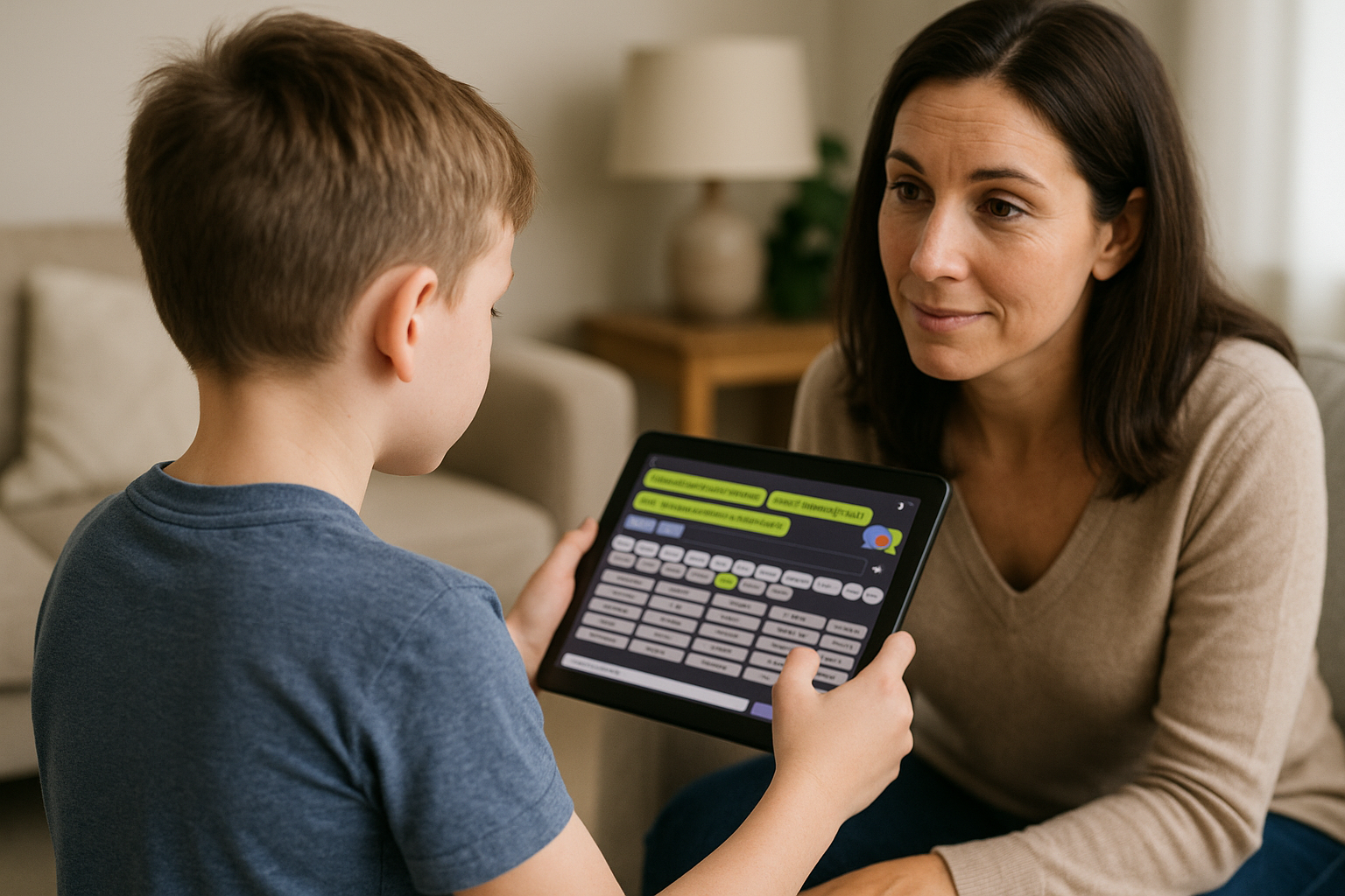 Child using TalkThisWay.ai with parent